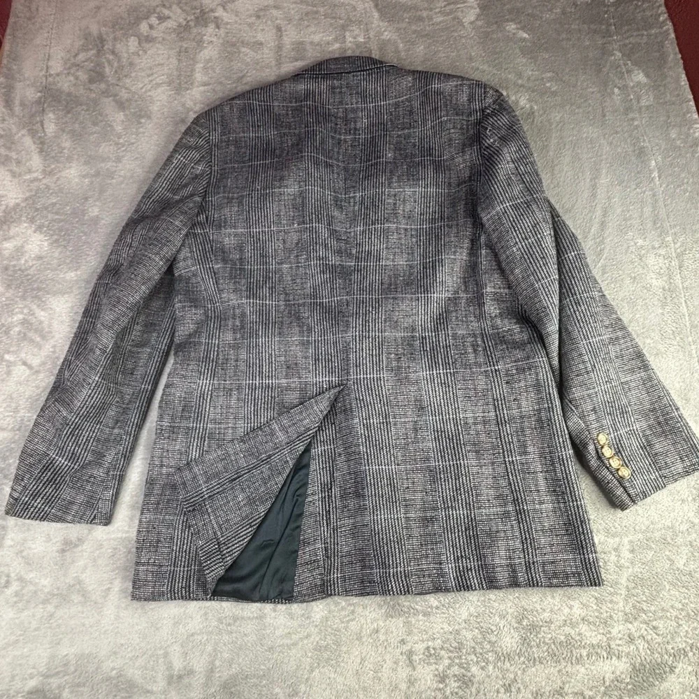Hunter Haig Blazer Mens 42R Gray Glen Plaid‎ Wool Blend Vintage Jordan Marsh USA